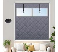 Winter Insulated Window Covers Visible Cold Weather Thermal Curtain Reusable Window Insulation Kit 3 Layer Heavy Cotton Insulated Window Blanket for Home Attic RV Keep Warm(Grey,110x140cm)