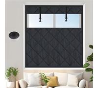 Winter Insulated Window Covers Visible Cold Weather Thermal Curtain Reusable Window Insulation Kit 3 Layer Heavy Cotton Insulated Window Blanket for Home Attic RV Keep Warm(Black,50x110cm)