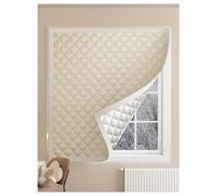 Winter Insulated Window Curtain,Thermal Insulated Window Cover for Cold Weather Protection,Thicken Drape Kit with Punch-Free Magic Tape(Apricot,100x50cm/3.3x1.6ft)