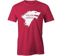 Winter is Coming T-Shirt Game of Thrones GoT Mens Top Tee Jon Snow, M, Red