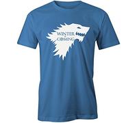 Winter is Coming T-Shirt Game of Thrones GoT Mens Top Tee Jon Snow, XL, Blue