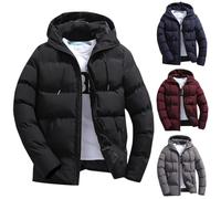 winter jacket for men, coats for men, Winter Jackets for Men UK, Lightweight Puffer Jacket Mens Coat Hoody Zip up Cotton Padded Packable Down Quilted Coats Puffy Tops Cozy Windproof (Black, XXXXXL)