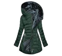 Winter Jacket for Women UK Ladies Fleece Lined Jacket Thick Warm Sherpa Lined Parkas Jackets Fall Winter Plus Size Wool Coats Padded Quilted Full Zip Overcoat with Fuffly Hood Coats S-5XL Clearance