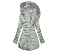 Winter Jacket for Women UK Ladies Fleece Lined Jacket Thick Warm Sherpa Lined Parkas Jackets Fall Winter Plus Size Wool Coats Padded Quilted Full Zip Overcoat with Fuffly Hood Coats S-5XL Clearance