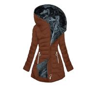 Winter Jacket for Women UK Ladies Fleece Lined Jacket Thick Warm Sherpa Lined Parkas Jackets Fall Winter Plus Size Wool Coats Padded Quilted Full Zip Overcoat with Fuffly Hood Coats S-5XL Clearance