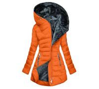 Winter Jacket for Women Uk Sherpa Fleece Lined Thickened Windproof Fur Plus Size Hooded Coat Puffer Quilted Padded Outdoor Warm Ladies Outerwear women's coat Orange M