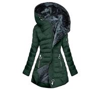 Winter Jacket for Women Uk Sherpa Fleece Lined Thickened Windproof Fur Plus Size Hooded Coat Puffer Quilted Padded Outdoor Warm Ladies Outerwear long puffer coats for women Army Green S