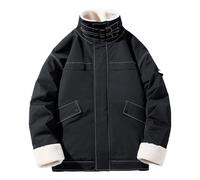 Winter Jacket Men,Men's Autumn And Winter Advanced Adjustable Collar Tooling Solid Color Coat