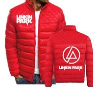 Winter Jacket Men's for Linkin Park Outerwear in Down Jacket with Hood Warm Fashion Lightweight Jacket Plush Sweatcoat Thermal Jacket Outdoor Jackets Hiking Jacket Puffer,Red-L