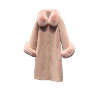 Winter Jacket Women's Winter Warm Faux Fur Coat Fashionable Plain Winter Coat Long Sleeve Turn-Down Collar Transition Jacket Faux Fur Coat with Buttons Large Sizes Fur Coat Fur Jacket Faux Fur Coat,