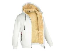 Winter Jacket Women's Winter Warm Fleece Jacket Lined Fleece Teddy Jacket Casual Plain Transition Jacket Long Sleeve Hood Winter Coat Zip Outdoor Plush Jacket Hooded Jacket Outwear S-3XL, #01 White,