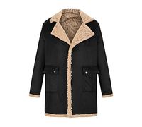 Winter Jackets for Men Clearance Mens Faux Leather Jacket Cozy Sherpa Fleece Lined Bomber Jackets Winter Coats Heavyweight Suede Faux Furry Trench Coat Outerwear for Outdoor