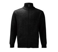 Winter Jackets for Men Full Zip Fleece Lined Cardigan Stand Collar Knitted Jumper Vintage Thick Winter Warm Knitwear Coat, Black, L