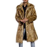 Winter Jackets For Men Long Coat Men Stylish Trench Coat Ken FurWinter Thicken Warm Collar Faux Turn-Down Overcoat Mens FluffyJackets Parka Jacket Outwear For Halloween Christmas Essential
