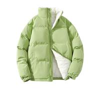 Winter Jackets for Men Long - Plus Size Solid Color Zipper Pocket Thick Warm Padded Hoodless Coat Thick Coat (Green, L)