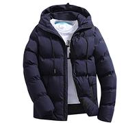 Winter Jackets for Men Solid Color Zipper Loose Cotton Coat Long Sleeve Mens Thermal Warm Puffer Coats Padded Packable Jacket Puffy Top Waterproof Outwear with Hood Size M-6XL
