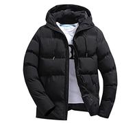 Winter Jackets for Men Solid Color Zipper Loose Cotton Coat Long Sleeve Mens Thermal Warm Puffer Coats Padded Packable Jacket Puffy Top Waterproof Outwear with Hood Size M-6XL