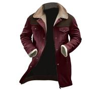 Winter Jackets for Men Suede Fleece Full Zip Coats Long Lapel Panel Trench Coat Regular Fit Warm Overcoat with Pockets