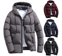 Winter Jackets for Men UK Lightweight Puffer Coats Packable Quilted Hooded Coat Zip Up Loose Cotton Padded Jacket with Pockets Water-Resistant Puffy Top for Snow Ski Hiking Warm Cozy
