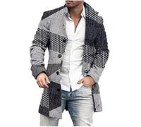 Winter Jackets for Men UK Short Trench Coat Wool Winter Peacoats Single Breasted Lapel Casual Smart Business Overcoat Coat Outwear Size 10-20