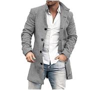 Winter Jackets for Men UK Short Trench Coat Wool Winter Peacoats Single Breasted Lapel Casual Smart Business Overcoat Coat Outwear Size 10-20
