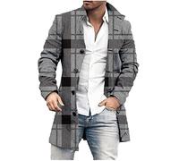 Winter Jackets for Men UK Short Trench Coat Wool Winter Peacoats Single Breasted Lapel Casual Smart Business Overcoat Coat Outwear Size 10-20