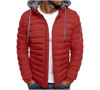 Winter Jackets for men Warm Padded Quilted Winter Coat Thickened Long Sleeve Zipper Outerwear Softshell Insulated Hooded Puffer Coats Stylish PocketsSpindle Jacket for Ski Hiking Camping