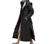 Winter Jackets for Women Long Parka Puffer Coat Hooded Thicken Quilted Ankle Length Maxi Long Coats Anorak Outwear (A1#black,L)
