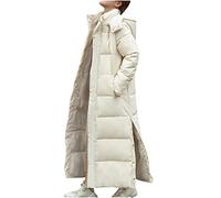 Winter Jackets for Women Long Parka Puffer Coat Hooded Thicken Quilted Ankle Length Maxi Long Coats Anorak Outwear (A1#beige,L)