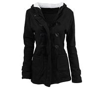 Winter Jackets for Women Plus Size, Ladies Sherpa Fleece Lined Jacket Horn Button Warm Duffle Coats Long Sleeve Hooded Overcoat Thickened Hoodies Zip Up Outerwear with Pockets Size 8-24