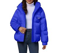Winter Jackets for Women UK Black Zipped Hooded Coats Cropped Fluffy Puffer Jacket Warm Quilted Padded Overcoat with Straight Pockets