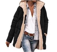 Winter Jackets for Women UK Fleece Lined Overcoat Warm Puff Jacket Outerwear Full Zip Hooded Long Jackets Ladies Long Sleeve Down Jacket Longline Padded Puffer Coat Cardigans Quilted Raincoat Hoodies