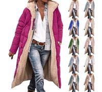 Winter Jackets For Women UK Long Waterproof Jackets With Hood Ladies Teddy Fleece Lined Puffer Down Coat Hooded Quilted Padded Jacket Casual Trench Coats Full Zip Overcoat With Pockets Plus Size