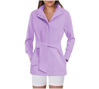 Winter Jackets for Women UK Sale Clearance Wool Coat Belted Casual Long Sleeve Wrap Trench Coat Trendy Button Up Dressy Outerwear with Pockets Solid Windbreaker Slim Fit Trench Coat Parka Outerwear