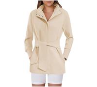 Winter Jackets for Women UK Sale Clearance Wool Coat Belted Casual Long Sleeve Wrap Trench Coat Trendy Button Up Dressy Outerwear with Pockets Solid Windbreaker Slim Fit Trench Coat Parka Outerwear