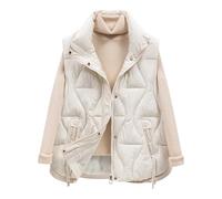 Winter Jackets For Women Uk Short Padded Gilet Lightweight Sleeveless Down Jacket Stand Collar Quilted Gilets With Drawstring Winter Hoodless Gilet Full Zip Puffer Waistcoat