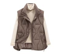 Winter Jackets For Women Uk Short Padded Gilet Lightweight Sleeveless Down Jacket Stand Collar Quilted Gilets With Drawstring Winter Hoodless Gilet Full Zip Puffer Waistcoat