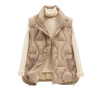Winter Jackets For Women Uk Short Padded Gilet Lightweight Sleeveless Down Jacket Stand Collar Quilted Gilets With Drawstring Winter Hoodless Gilet Full Zip Puffer Waistcoat