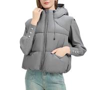 Winter Jackets For Women Uk Short Padded Gilet Lightweight Sleeveless Down Jacket Stand Collar Quilted Gilets With Drawstring Winter Hoodless Gilet Full Zip Puffer Waistcoat