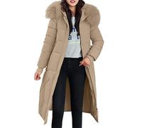 Winter Jackets for Women Uk Waterproof Long Winter Coats Ladies Windbreaker Puffer Parka Coat with Fur Hood Fleece Lined Trench Thermal Clothes Plus Size Ski Outing Overcoat Overcoat For Women