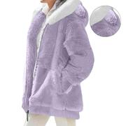 Winter Jackets for Women UK Womens Fleece Jacket Teddy Fluffy Full Zip 2025 New Coats Ladies Faux Fur Hooded Cardigan Sherpa Sweatshirts Casual Warm Outwear with Hood and Pockets