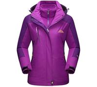 Winter Jackets Women Waterproof Fleece Jacket 3 in 1 Systems Climbing Skateboard Thick Soft Shell Coat Lady Casual Outdoor Sports Hoodie Purple, XL