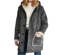 Winter Jackets Womens Coats Double-sided fleece Warm Ladies Coat Buttons Windproof Jacket Slim fit Outwear with Pockets Womens Winter Coats Jacket Ladies Warm Outdoor Sweatshirt Outwear with Pockets
