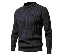 Winter Jumpers for Men UK Clearance, Men's Knitted Jumper Crew Neck Knit Sweater Causal Striped Sweatshirts Thermal Long Sleeve Tops Slim Fit Warm Pullover Solid Color Knitwear Gifts for Men 8-16