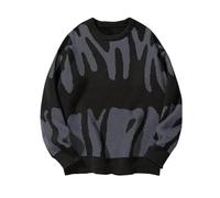 Winter Jumpers for Men UK Knitted Pullover Vintage Print Loose Sweater Cable Knit Jumper Long Sleeve Soft Warm Knitwear Crewneck Sweaters for Men Soft Touch Classic Style Round Neck Sweatshirt Fashion