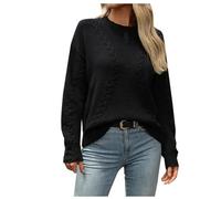 Winter Jumpers for Women UK Sale Clearance Ladies Jumpers Knitted Jumpers Loose Comfy Crew Neck Sweater Casual Long Sleeve Tops Lightweight Knitwear Classic Pullover Sweatshirts Black