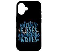 winter kisses snowflake wishes fun cold frozen season lover Case for iPhone 16
