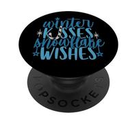 winter kisses snowflake wishes fun cold frozen season lover PopSockets Adhesive PopGrip