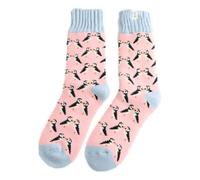 Winter Kissing Puffins Dusky Pink Womens Novelty Ankle Socks Adult One Size