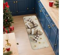 Winter Kitchen Mats for Floor, Cozy Knitted Mittens Pattern Soft Mats, Cushioned Comfort Washable Non Slip Decor Rugs for Kitchen Sinks Laundryroom Bathroom 16x47 Inch